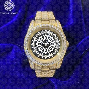 Montre de luxe en or Charm Jewels avec lunette sertie de diamants, mouvement à quartz analogique, cadran rond de 42 mm, montre unisexe tendance - Product Image 4