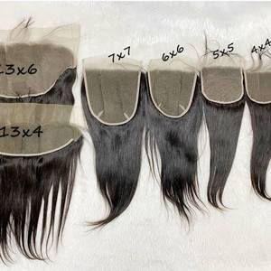 ผมแท้จากอินเดียแบบติดลูกไม้ด้านหน้า 4x4-7x7 13x4-13x6 ลูกไม้โปร่งใส แสกกลาง ลอนลึก ลอนหลวม สีดำ ผมยาวปานกลางถึงยาว - Product Image 1