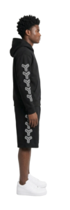 Pantalones Cortos Deportivos Negros de Spandex/Algodón, Corte Ajustado, Cintura Alta, Casuales, con Estampado de Letras Blancas, Cintura Elástica, Tejido de Punto - Product Image 6