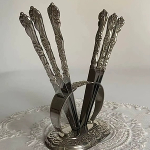 Vintage Style Silver Finished Cutlery <b>Caddy</b> Tool Stand Ideal For Dining <b>Table</b> Elegant Flatware Holder And Kitchen Decor Display - Product Image 1