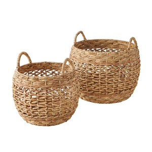 Sustainable Handmade Water Hyacinth Basket Cheap Wholesale Natural Wicker Customizable Durable Made In Vietnam - Product Image 4