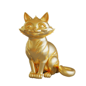 Estatua de Metal de Aluminio Chapada en Oro Personalizada, Estilo Moderno, Trofeo o Mascota para el Hogar o Negocio, Escultura de Gato, Regalo con Forma de Copa de Animal - Product Image 1