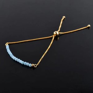 สร้อยข้อมือลาร์ิมาแบบลูกปัด ชุบทอง พร้อมสายเลื่อนปรับได้ คริสตัลบำบัดจากลาร์ิมา พลอยธรรมชาติ ของขวัญวันเกิดสำหรับเธอ - Product Image 5