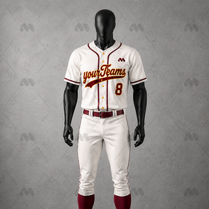 Custom Breathable OEM Service Unisex Adult Baseball Uniform Set Short Sleeve Jersey <b>Button</b>-Up Pants Teamwear Sports Kit 100% - Product Image 1