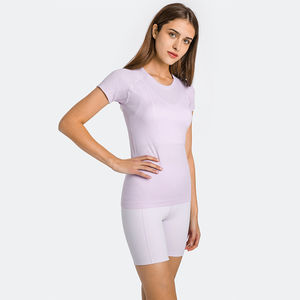 T-shirt d'été 2026 pour femme, col rond français, manches courtes, style décontracté « Hot Girl », haut court uni extensible pour femme - Product Image 4