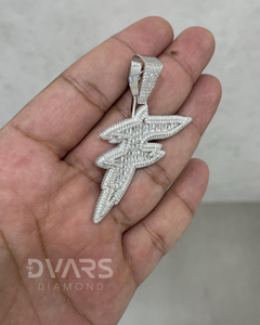 Colgante de Lujo con Logotipo Inicial de Plata de Ley 925 y Moissanita VVS, Joyería Hip Hop Personalizada con Nombre/Número, Bañado en Rodio/Oro - Product Image 1