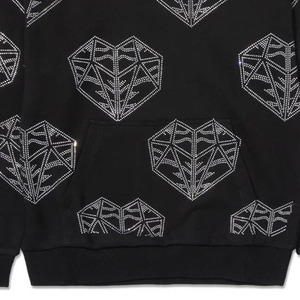 Sweat à capuche pour homme de haute qualité, respirant, écologique, streetwear, avec logo personnalisé, strass, sweat à capuche épais personnalisé avec strass - Product Image 4