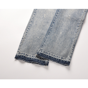 Pantalon de survêtement pour homme personnalisé pour impression en relief, coupe évasée à jambe large, en molleton délavé soleil, uni, coupe ample, devant plat, vente en gros - Product Image 3