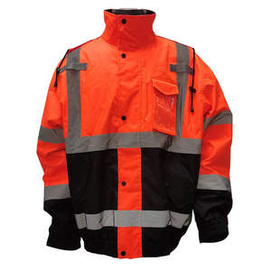 Chaqueta de trabajo de invierno de alta visibilidad, reflectante, de poliéster de alta calidad, con capucha oculta, acolchada e impermeable. - Product Image 2