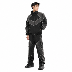 OEM Custom <b>Rhinestone</b> Cargo Tracksuit Men's Zip <b>Jacket</b> 100 % polyester Windbreaker Hoodies and Joggers Sets men's <b>jackets</b> USA - Product Image 1