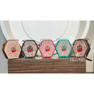 Super September Carved Floral & <b>Cherry</b> Design Hand Tooled Genuine Leather Women's Messenger Stylish <b>Top</b> Handle purse Crossbody - Product Image 1