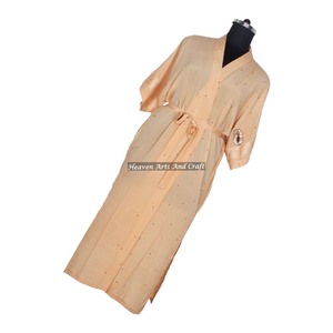 KL002 African Women's Vintage Winter Nightgown Ethnic Long Kaftan Kimono Blended Poly Silk Long Sleeves - Product Image 2