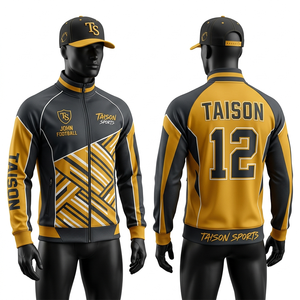 Chaqueta de Entrenamiento de Fútbol Americano para Hombre, 300 GSM, Poliéster Interlock, Paneles de Manga Morados y Dorados, Impresión Personalizada en Tela Tackle Twill - Product Image 6