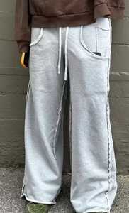 Pantalon d'hiver pour homme en molleton de coton premium 350 GSM, coupe droite, délavage à la pierre, avec cordon de serrage et taille élastique, jambe large - Product Image 5