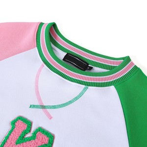 <span class=keywords><strong>Felpa</strong></span> da Donna A <span class=keywords><strong>K</strong></span> A in Ciniglia Grigio Chiaro con Logo, Collo Tondo, Strisce Verdi e Rosa, Stile Preppy, Manica Lunga, Lavorata a Maglia, Abbigliamento Invernale - Product Image 3