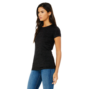 Camiseta Casual de Manga Corta para Mujer, Cuello Redondo, Color Negro Sólido, Corte Ajustado, Tejido de Punto Jersey, 100% Algodón, Transpirable, para Todas las Temporadas - Product Image 1