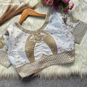 Premium Collection Silk With Heavy Embroidered with Animal-Motif Design Padded Sleeve <b>Blouse</b> Collection Supplier from Surat - Product Image 4