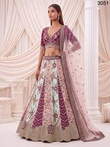 Conjunto de Lehenga Choli Bordado con Flores Color Borgoña para Damas de Honor, con Dupatta de Tela de Red, Traje para Recepción de Boda - Product Image 2