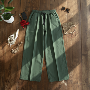 Straight Full Length Polyester Cotton Pants Casual Comfortable Regular Fit Daily Wear <b>Trousers</b> - Product Image 4