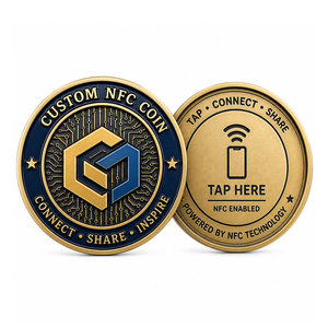 Pièce de monnaie NFC personnalisée en alliage de zinc émaillé avec puce intelligente, cadeau d'entreprise, vente en gros - Product Image 1