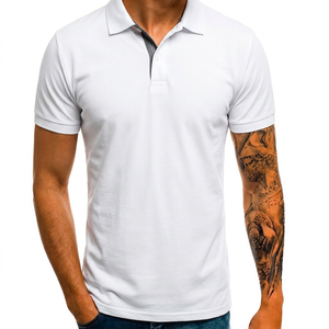 Camisa Polo de Manga Corta para Hombre, Color Sólido, Algodón Tejido, Transpirable, Diseño Casual con Botones, Corte Regular - Product Image 2