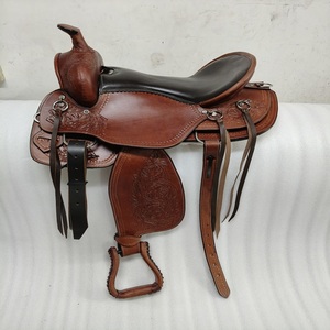 Silla de montar occidental de cuero de alta calidad personalizada – Diseño floral hecho a mano con asiento y estribos acolchados cómodos por Adeefa - Product Image 1