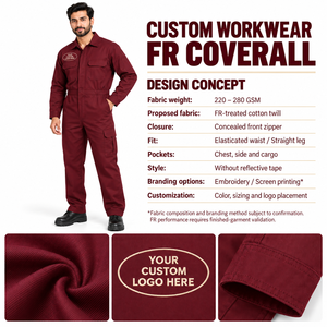 Combinaison de travail FR en coton et polyester pour le personnel industriel, avec options de personnalisation du logo et de la marque - Product Image 6