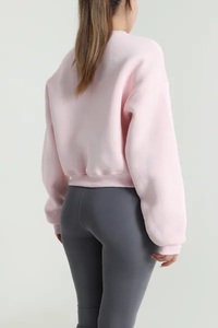 Sweat-shirt polaire imperméable pour femme, personnalisable avec logo avant et arrière, en coton écologique, coupe ample à épaules tombantes, couleur unie - Product Image 6