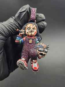 Colgante Personalizado de Plata 925 con Personaje de Muñeca de Terror, Gema de Moissanita Multicolor, Joyería Fina Hip Hop, Colgantes y Dijes - Product Image 4