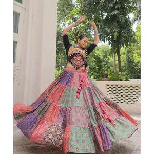 Navratri Especial Mujer Lehenga Choli con Bordado Codi Lace Work Set - Product Image 1