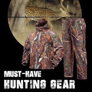 Ensemble veste et pantalon de chasse camouflage pour homme, softshell imperméable, vêtements d'extérieur pour l'automne, manches longues, polyester - Product Image 5