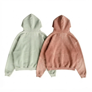 Custom Vintage Washed Full <b>Zip</b> Hoodie Oversized Heavyweight 100% Cotton Fleece Eco-Friendly Men Pullover Distressed <b>Zip</b> - Product Image 2