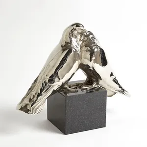 Gold-Plated Aluminium Bird Figurine ZE-3401G Home Decoration Animal Sculpture Polished Finish Round Digital Printing - Product Image 3