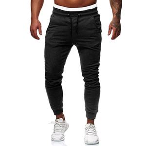 Haute qualité hommes décontracté coton Joggers Baggy motif décoration taille moyenne lâche cordon coton mélange plat pantalons de survêtement - Product Image 1