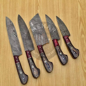 Bulk Quantity Handmade Damascus <b>Kitchen</b> <b>Knife</b> Set Wood Handle New Arrival Damascus <b>Kitchen</b> <b>Knife</b> Set - Product Image 4
