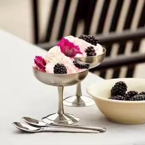 Contemporary Kitchenware Metal Ice Cream <b>Bowl</b> With Spoon <b>Stainless</b> <b>Steel</b> Dessert Cup - Product Image 3
