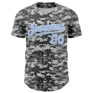 Nouveau maillot de baseball respirant à séchage rapide, anti-humidité, avec logo personnalisé bleu clair et blanc, design authentique et motif camouflage 3D - Product Image 2