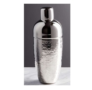 Shaker à cocktails en acier inoxydable de haute qualité, finition martelée argentée, pour bar et fêtes - Product Image 1