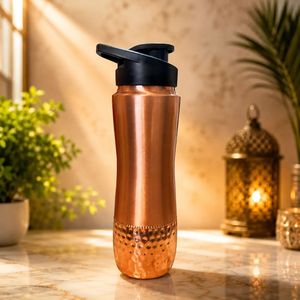 Bouteille d'eau classique en cuivre poli avec bouchon sport pour la maison et l'extérieur, étanche et pour une hydratation saine - Product Image 3