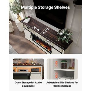 Mobile TV in Stile Rustico da 36 Pollici con Caminetto, Supporto TV per Televisori fino a 80 Pollici, Design Chic Urbano - Product Image 4