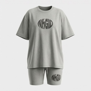 2 Piece High Quality Formal Solid Above Knee Home Wear Suit Short Sleeve T Shirt and Shorts <b>Twin</b> <b>Set</b> for Women - Product Image 1