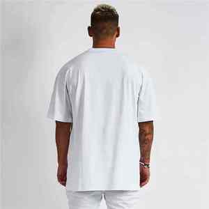 Camiseta Blanca Lisa Extra Grande para Hombre, Manga Corta, Cuello Redondo, Estilo Casual Básico de Verano, Algodón, Corte Holgado para Uso Diario - Product Image 4