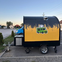 Remolque de Comida Móvil Personalizado Negro y Amarillo, Remolque de Catering Redondeado de un Solo Eje para Café, Postres, Aperitivos, Bebidas, Negocios Ambulantes