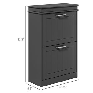 Moderno armadietto per scarpiere a 2 cassetti per ingresso stretto corridoio Organizer per 10 paia di scarpiera nera - Product Image 3