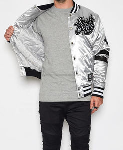 College Varisty Jacket bordado personalizado elegante satén béisbol Bomber para hombres - Product Image 3