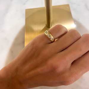 Factory Direct 10k Solid <b>Gold</b> Lab Grown Diamond Statement Band Flush <b>Set</b> Emerald Pear Stone Dome <b>Ring</b> Wide Pinky Band Wholesale - Product Image 3
