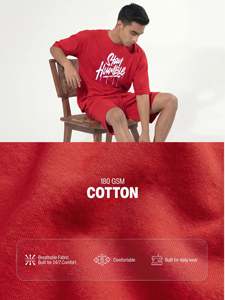 Ensemble T-shirt et short en coton 180 GSM imprimé 'Stay Humble' pour l'été, style streetwear confortable, 2 pièces pour homme - Product Image 5