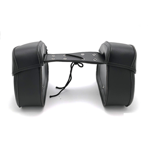 Sacs latéraux de moto en cuir noir personnalisés 2026 avec fermeture à boucle et sangles de fixation - Product Image 1