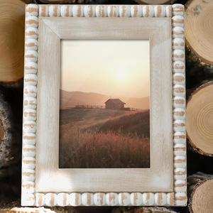 Top Selling Mango Wood Carved White Beads Photo <b>Frame</b> Distressed Wooden <b>Wall</b> Hanging or Desk Standing Decor Gift Indian Supplier - Product Image 6