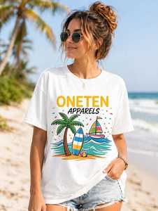 เสื้อยืดผู้หญิงฤดูร้อน ONE TEN Apparels สีกรมท่า ผ้าฝ้ายนุ่ม สวมใส่สบาย แขนสั้น ระบายอากาศได้ดี คุณภาพสูง รับสกรีนโลโก้ตามแบบ - Product Image 6
